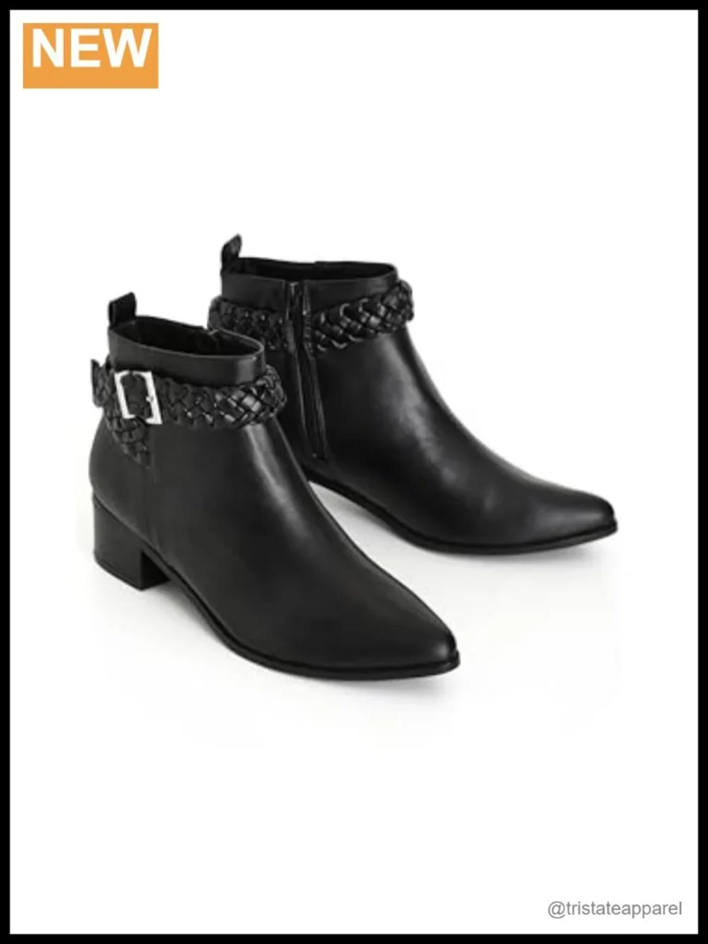Womens Faux Suede Ankle Bootie Block Heel Wide Fit Side Zip
